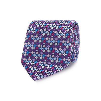 Multicoloured patterned pure silk tie
